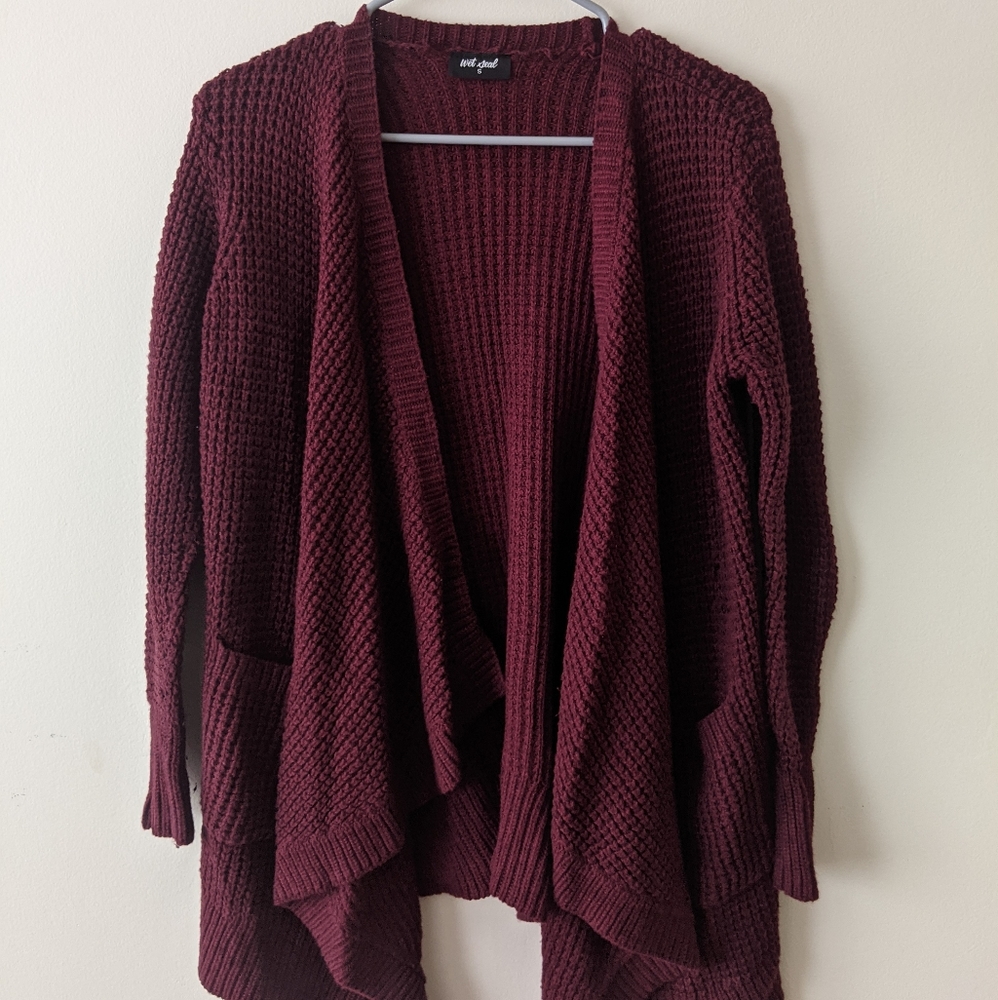 Burgundy Knit Cardigan